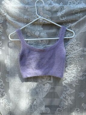 Lilac Fuzzy Knit Crop Bralette